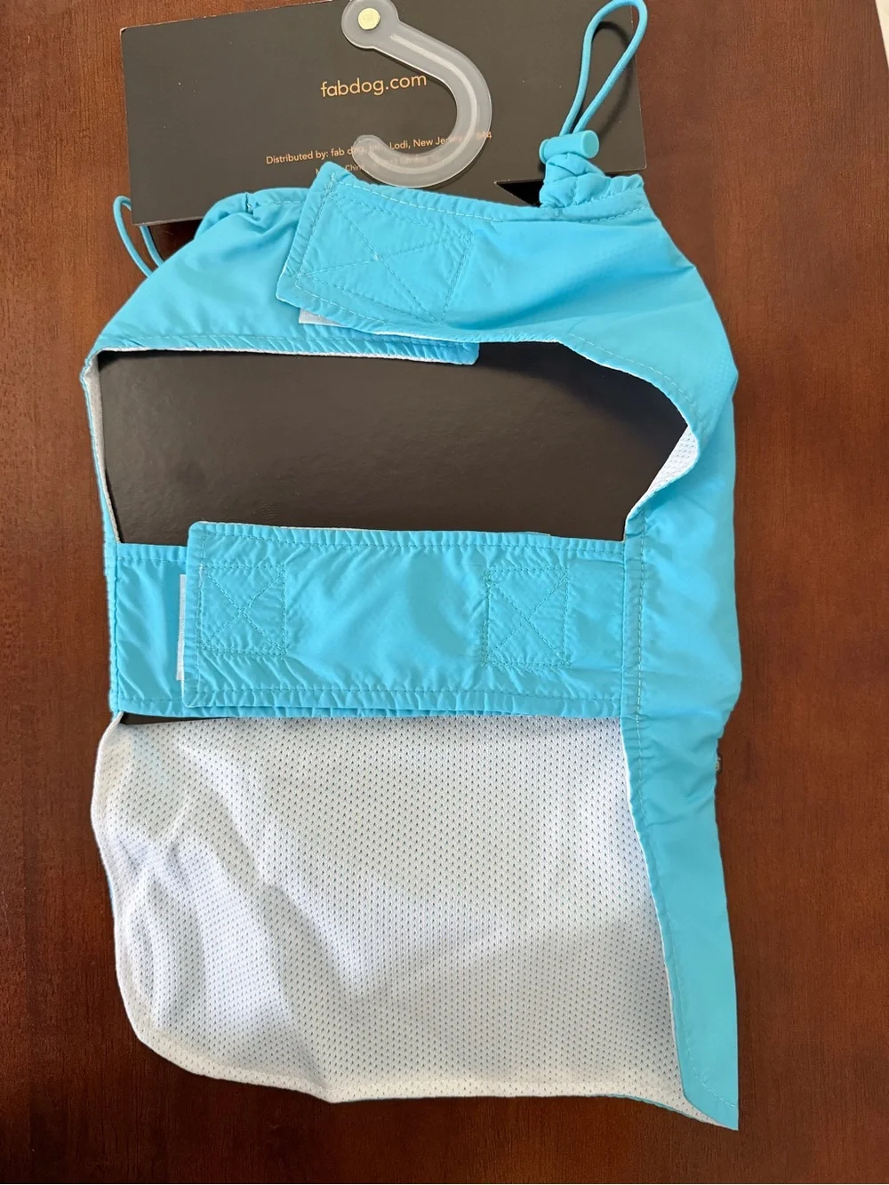 Fabdog lt. blue Packable Nylon hooded Leash hole Waterproof Raincoat Size Medium